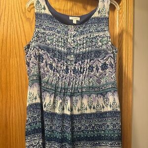 Floral Sleeveless Dress in Blue and Green